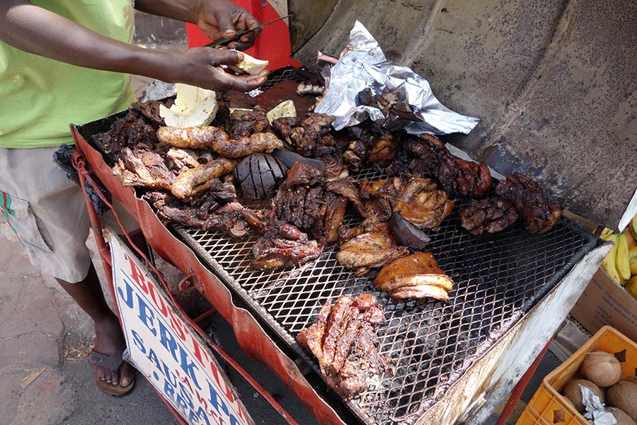 One of the many Jerk Pork Stands in Porty