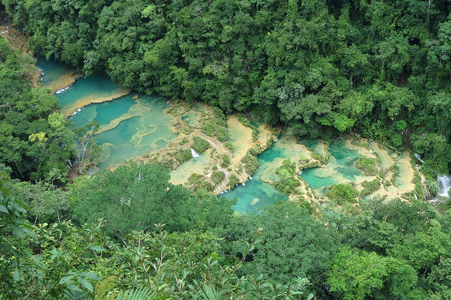 The view from El Mirador in Semuc Champey Guatemala