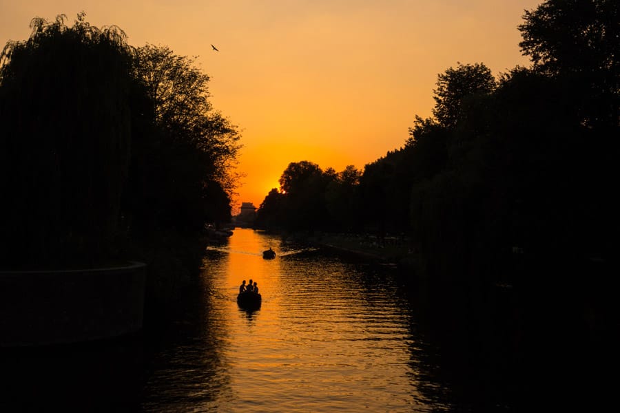 Sunset over the canals of Amsterdam