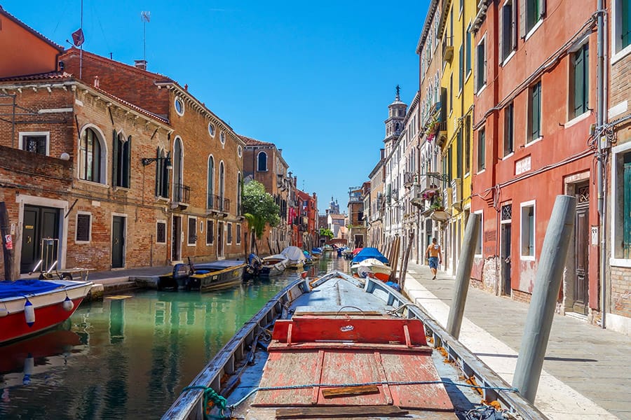 Venice as seen from a boat