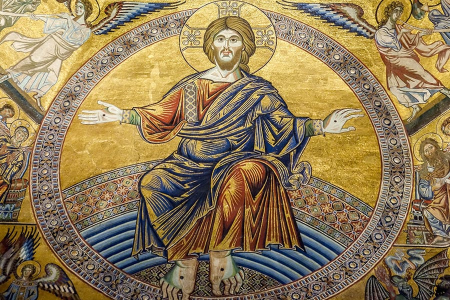 Beautiful golden mosaic ceiling at the Baptistery of St. John in Florence