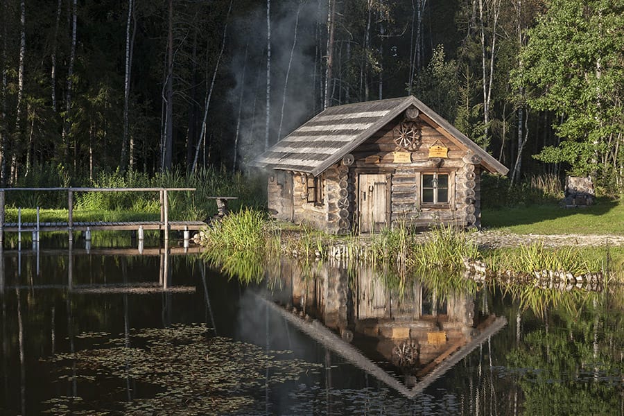 smoke sauna in summer in estonia