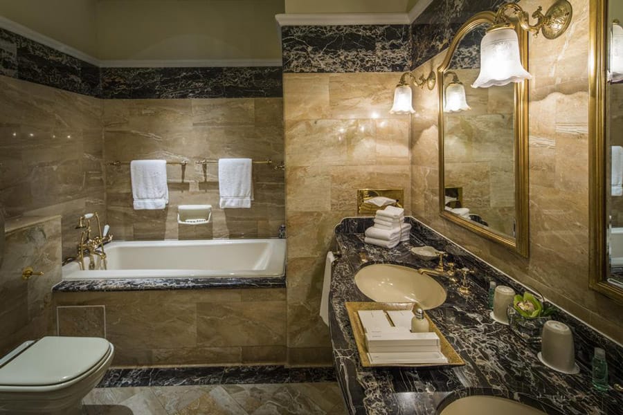 Bathroom at Raffles Hotel in Singapore. Image Credit: © Raffles Hotel Singapore
