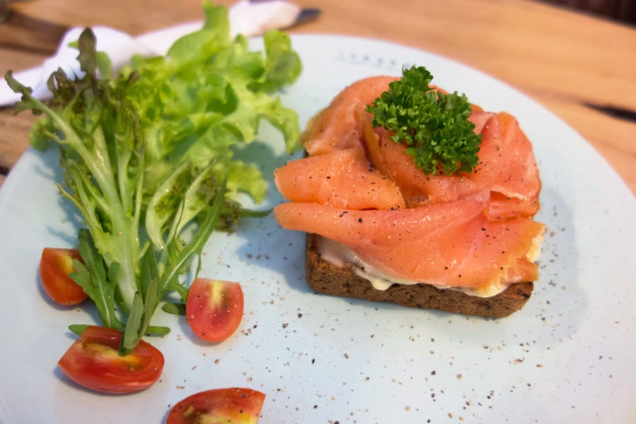 Gluten Free Smoked Salmon Sandwich from Theera in Bangkok Thailand