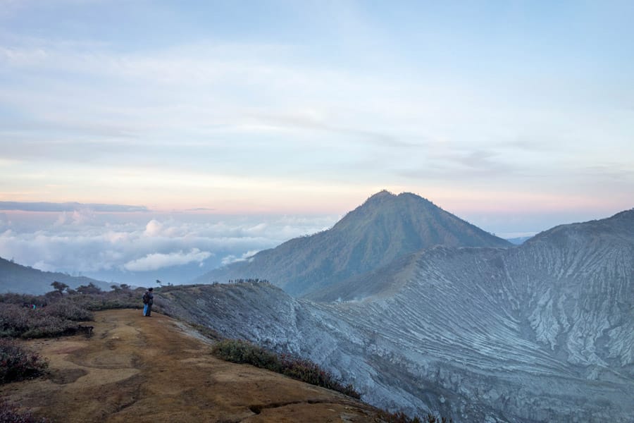 Beautiful sunrise on top of Mount Ijen