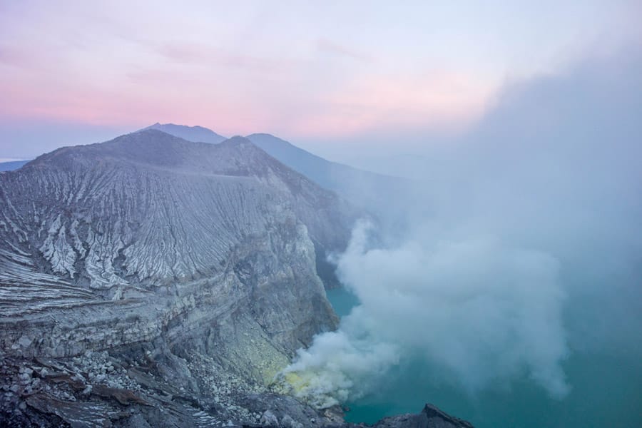 Sulfur gas coming from Mount Ijen