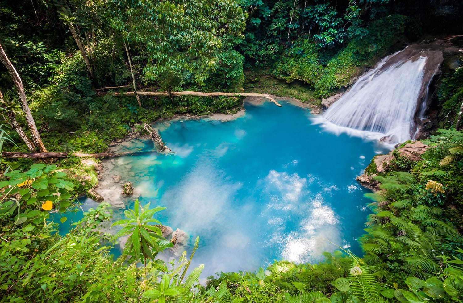 Blue hole waterfall from above, Jamaica