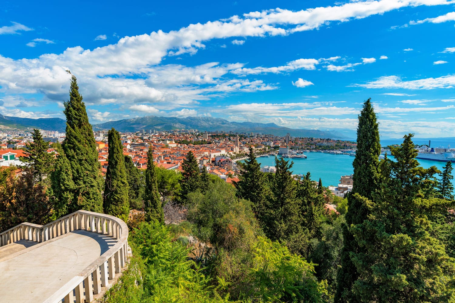 View of Split from Marjan Hill on a sunny day