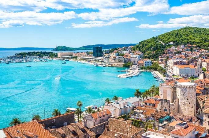 Split panoramic view of town, Dalmatia, Croatia.