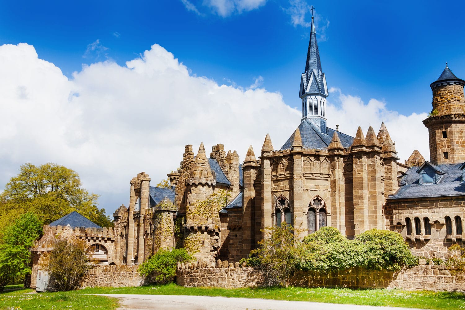 Abbey and walls of Lowenburg, Bergpark, Germany