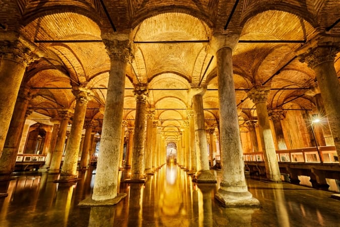Basilica Cistern, largest ancient underground cistern in Istanbul, Turkey
