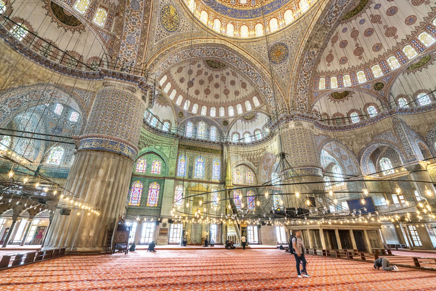 Interior view of the Sultanahmet Mosque (Blue Mosque) in Istanbul, Turkey