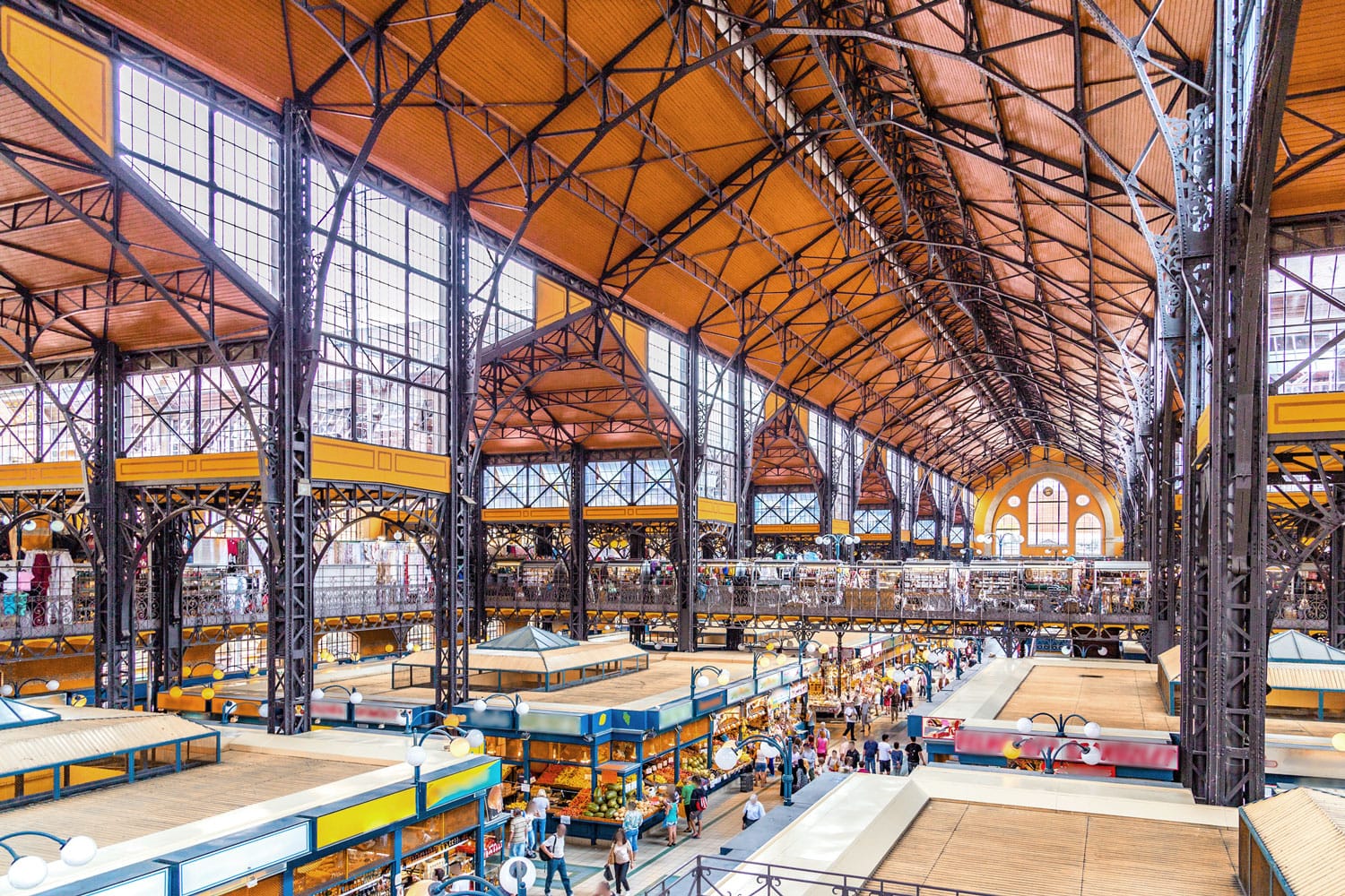 Interiors of Central Market Hall of Budapest, Hungary