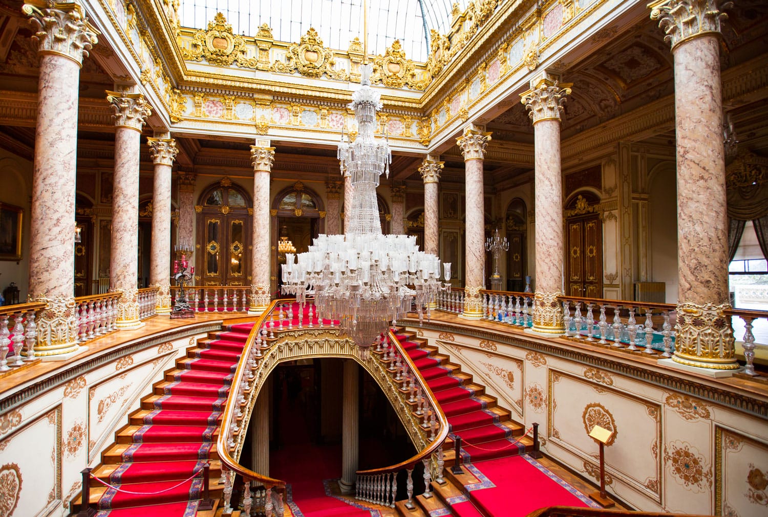 Dolmabahce Palace interior in Istanbul Turkey.