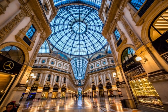 Luxury Stores in Galleria Vittorio Emanuele II - shopping mall in Milan, Italy