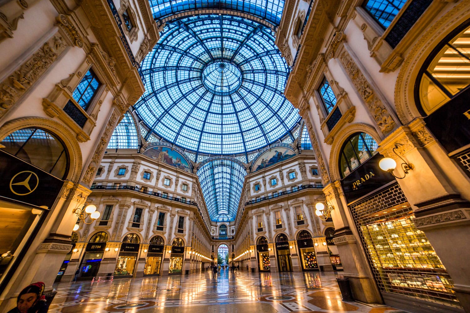 Luxury Stores in Galleria Vittorio Emanuele II - shopping mall in Milan, Italy