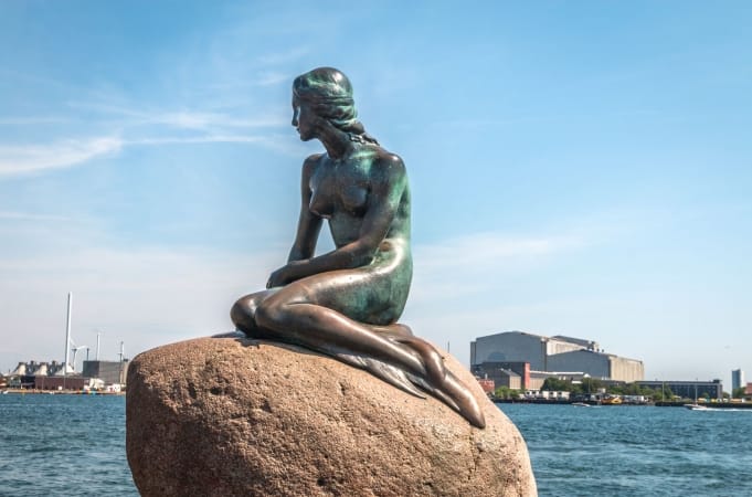 View of the Little mermaid statue in Copenhagen Denmark