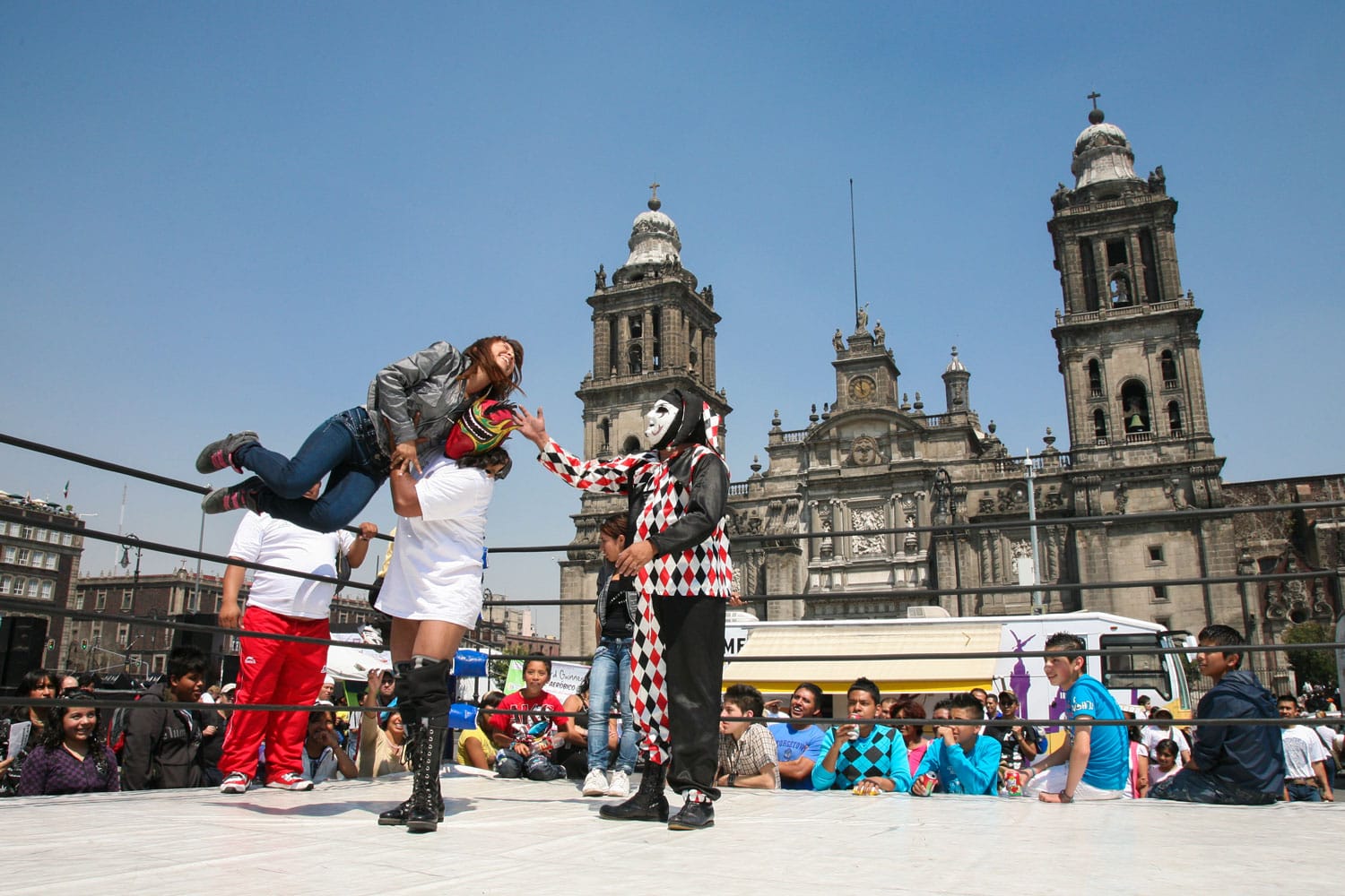 lucha libre on a Zocalo in Mexico City, Mexico