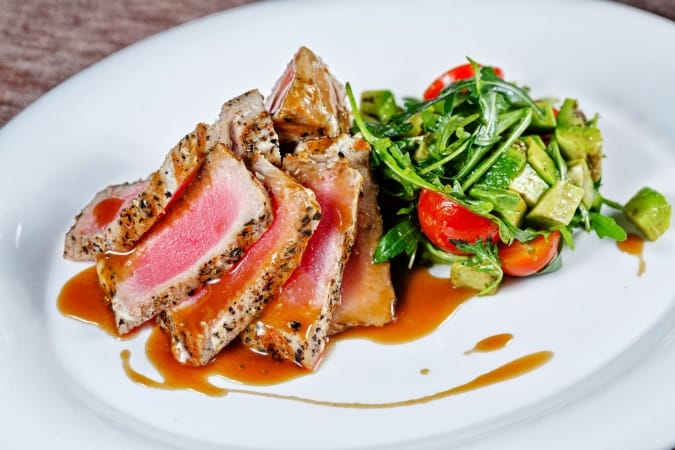 Roasted tuna with grilled vegetables