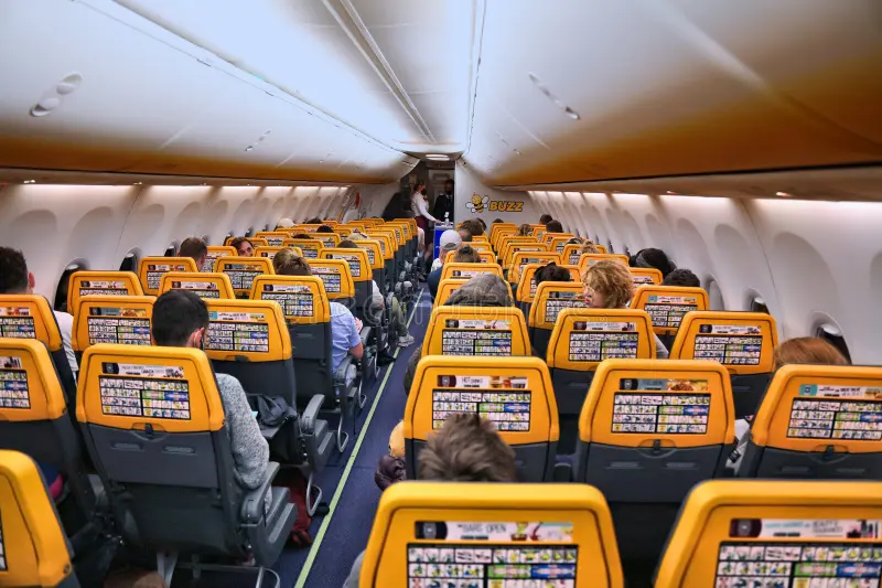 People boarding a plane
