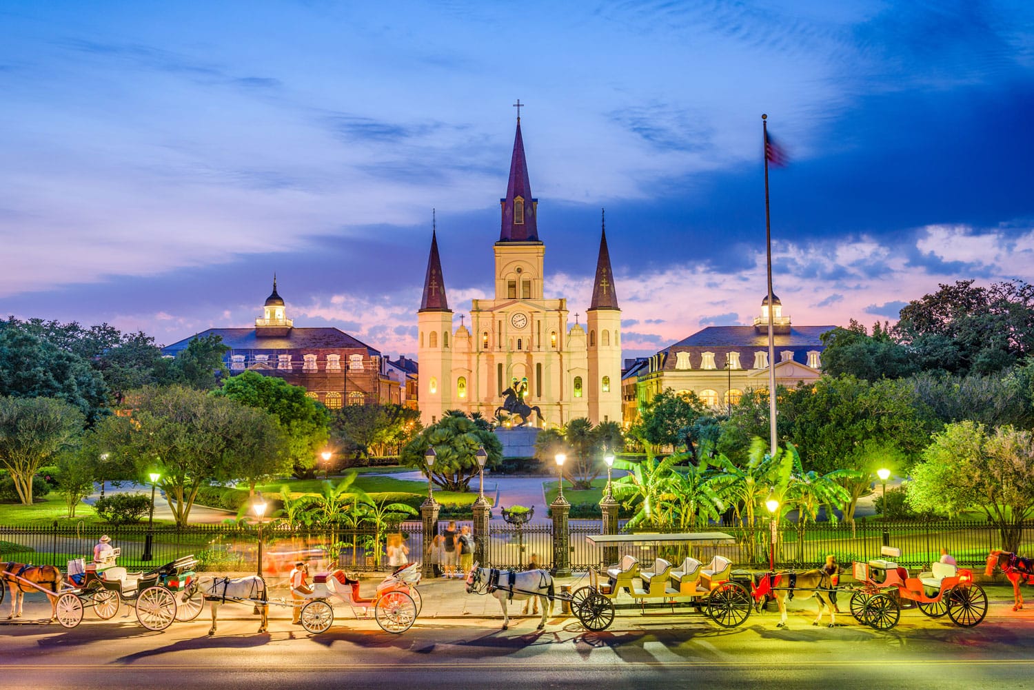 St. Louis Cathedral and Jackson Square in New Orleans, Louisiana, USA