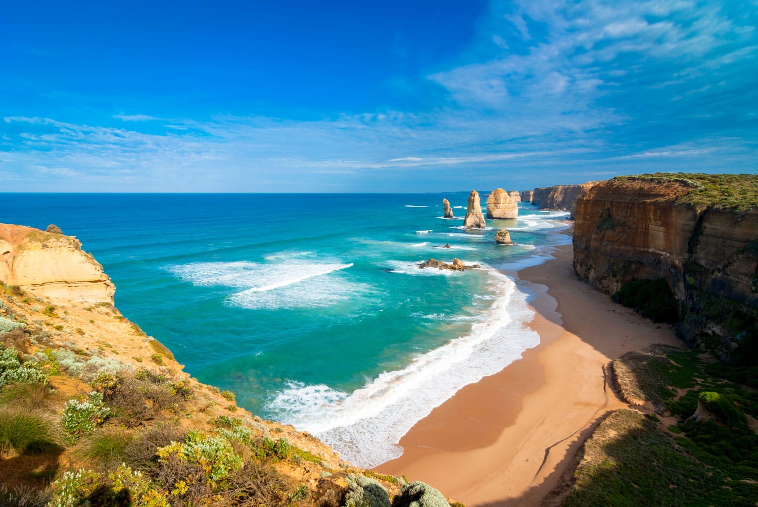 View of the Twelve Apostles along the Great Ocean Road in Victoria, Australia