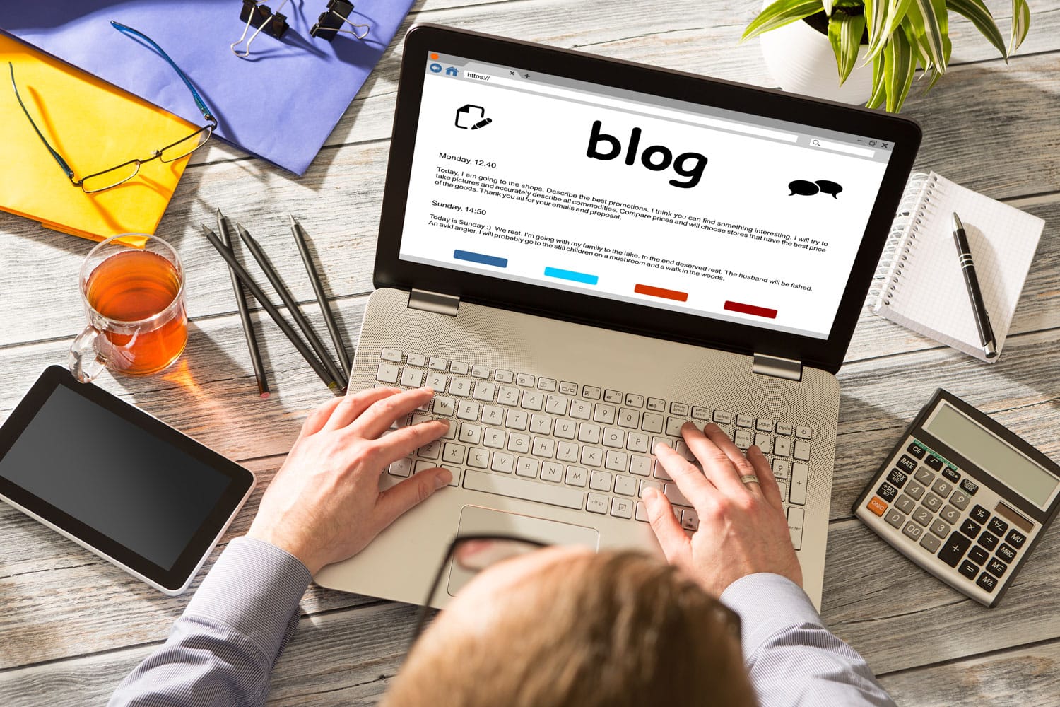 Woman working on her blog