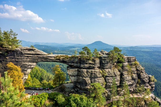 Pravcicka brana the largest natural sandstone arch in Europe in Czech Switzerland National Park