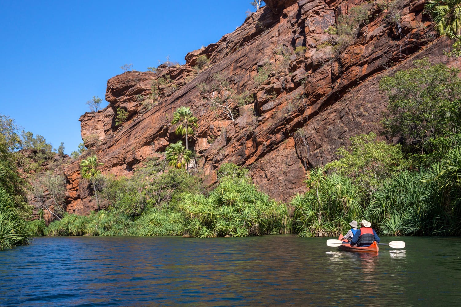 Couple in canoe at Lawn Hill Gorge, Queensland, Australia
