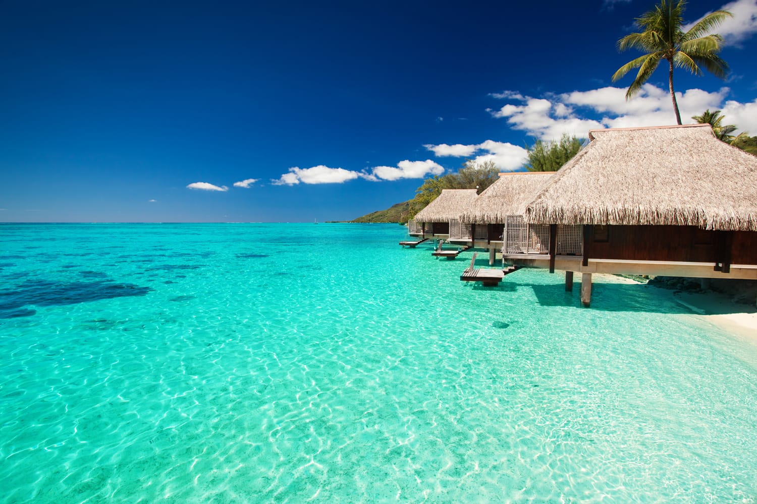Water bungalows in Bora Bora