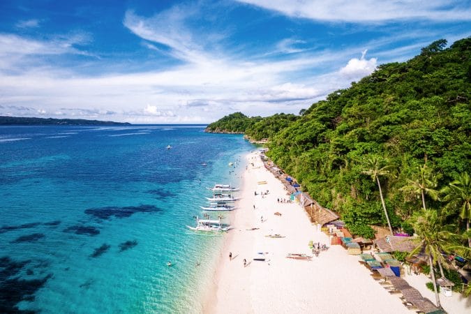 Aerial view of Boracay Island, Western Visayas, Philippines.