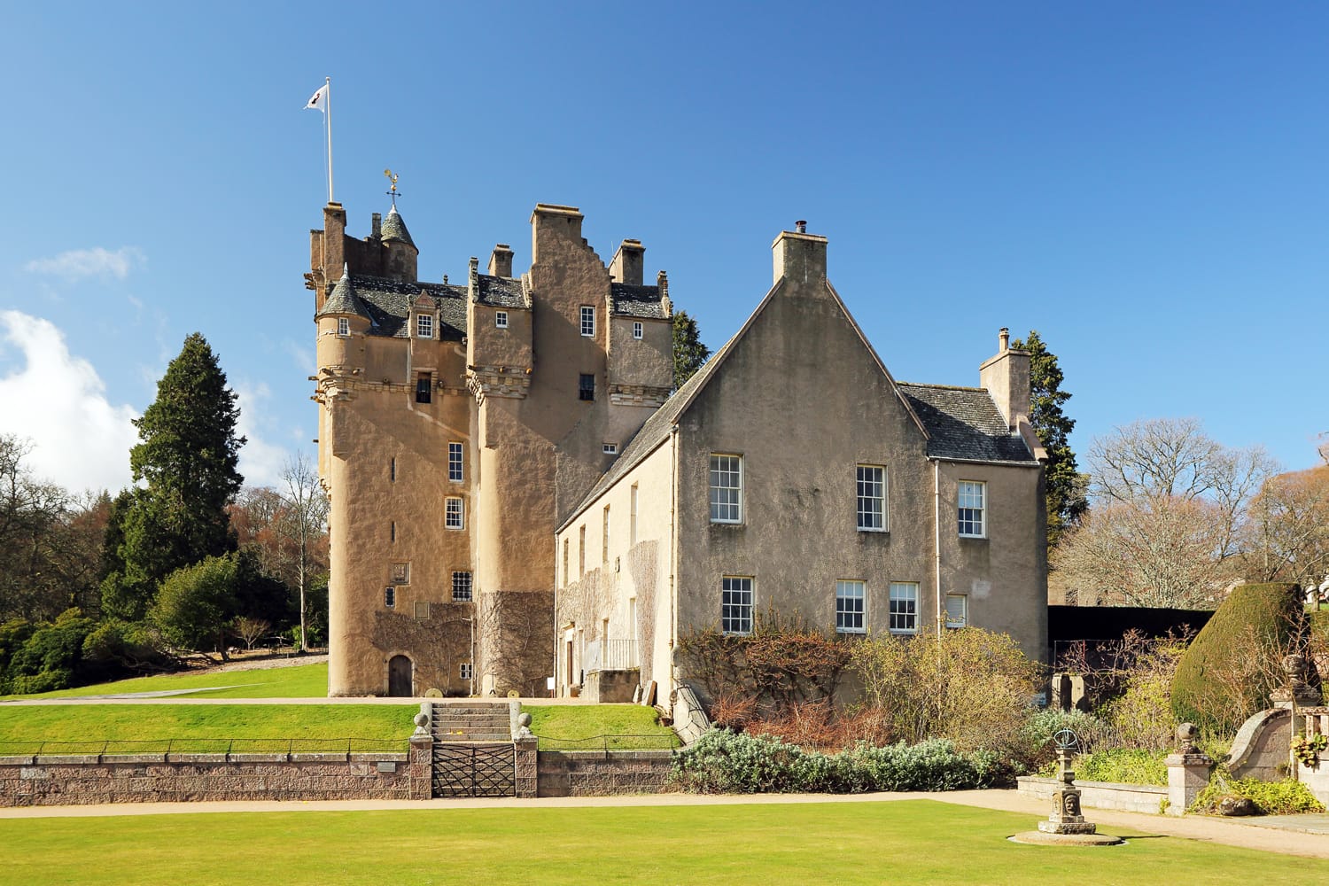 Crathes Castle, a 16th century tower-house situated in Aberdeenshire Scotland
