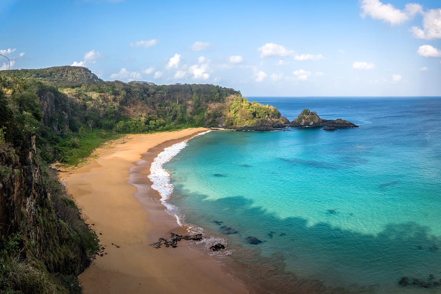 Aerial view of Praia do Sancho Beach - Fernando de Noronha, Pernambuco, Brazil