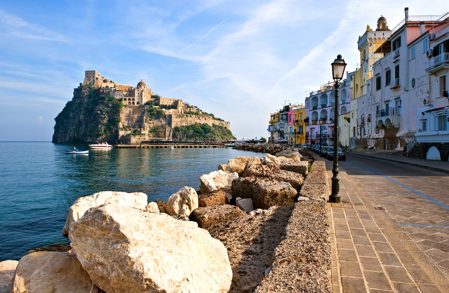 Italy, Ischia, the Aragonese Castle seen from Ischia Ponte
