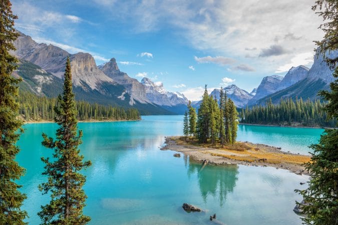 Spirit Island in Maligne Lake, Jasper National Park, Alberta, Canada