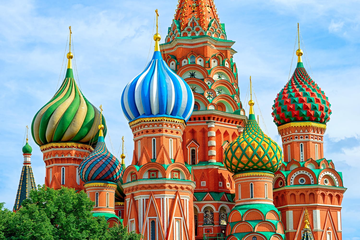 Domes of the famous Head of St. Basil's Cathedral on Red square, Moscow, Russia