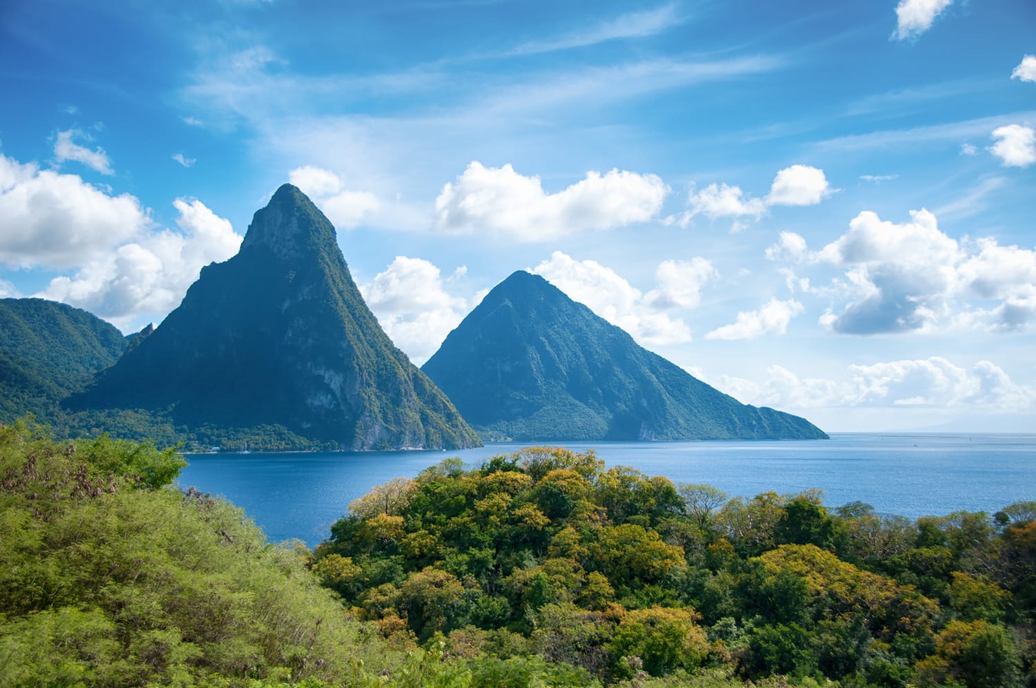 Panorama of Pitons at Saint Lucia, Caribbean