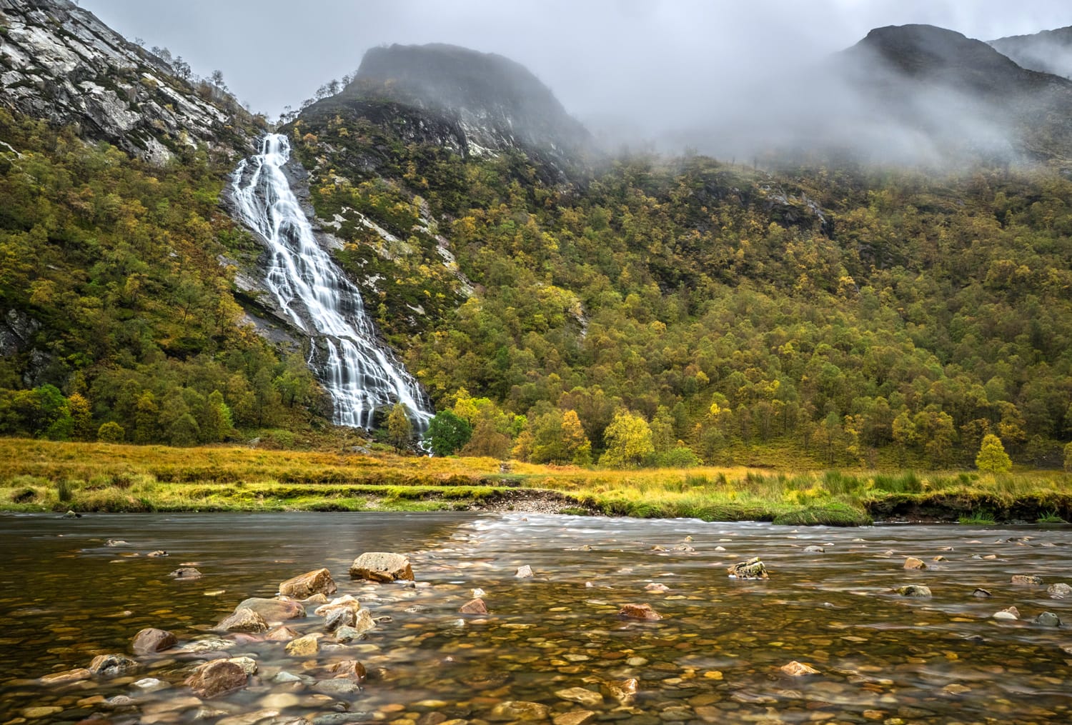 Steall Falls in Glen Nevis, Scotland