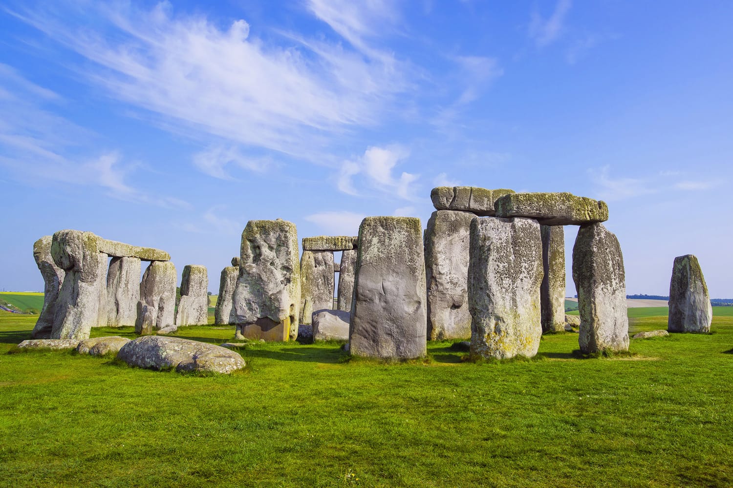 Stonehenge in Wiltshire of England in cloudy weather. It is a prehistoric monument 8 miles north from Salisbury, in the place called Wiltshire in South West England. It is under protection of UNESCO.