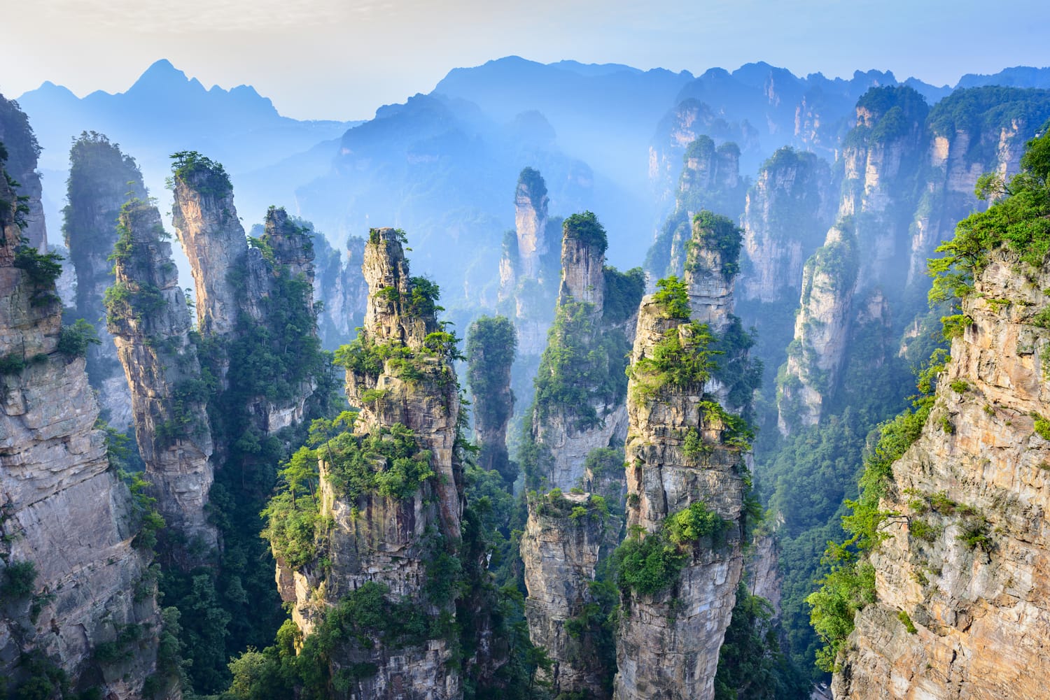 Landscape of Zhangjiajie. Taken from Old House Field. Located in Wulingyuan Scenic and Historic Interest Area which was designated a UNESCO World Heritage Site as well as AAAAA scenic area in china.