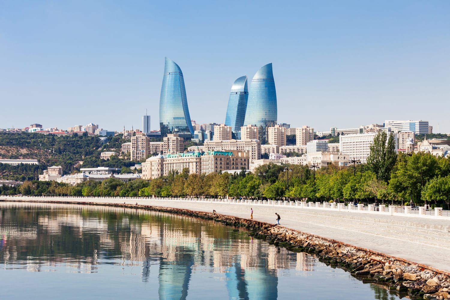 Baku Flame Towers is the tallest skyscraper in Baku, Azerbaijan with a height of 190 m. The buildings consist of apartments, a hotel and office blocks.