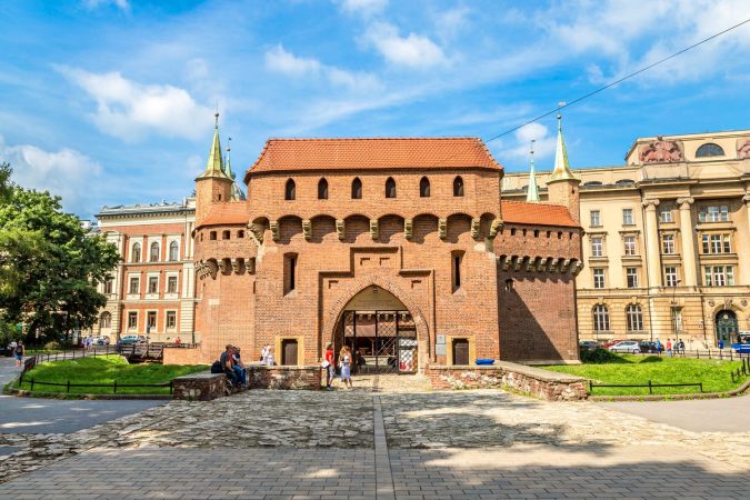 Barbican in a historical part of Krakow, Poland
