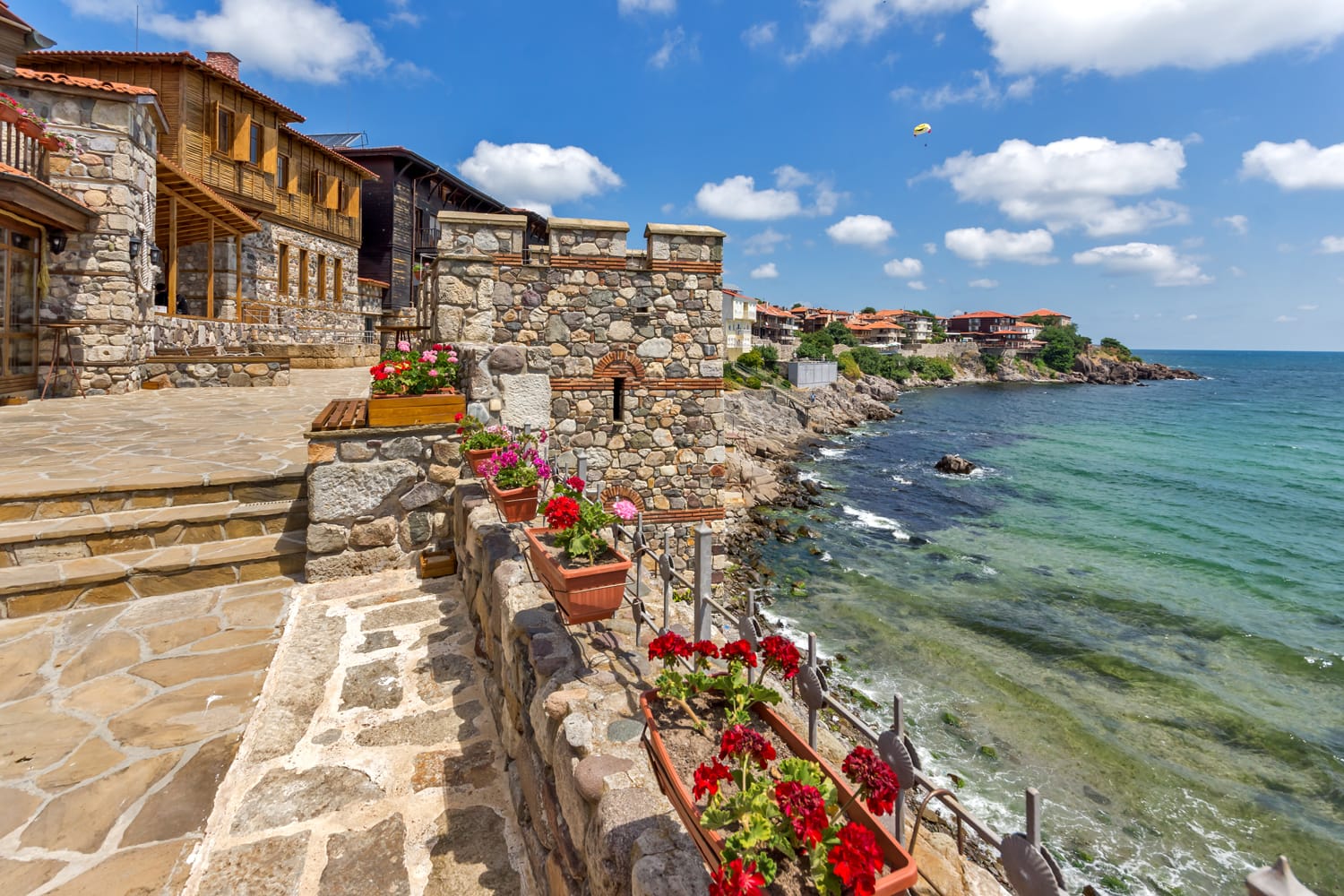 Amazing panorama with Ancient fortifications in old town of Sozopol, Burgas Region, Bulgaria