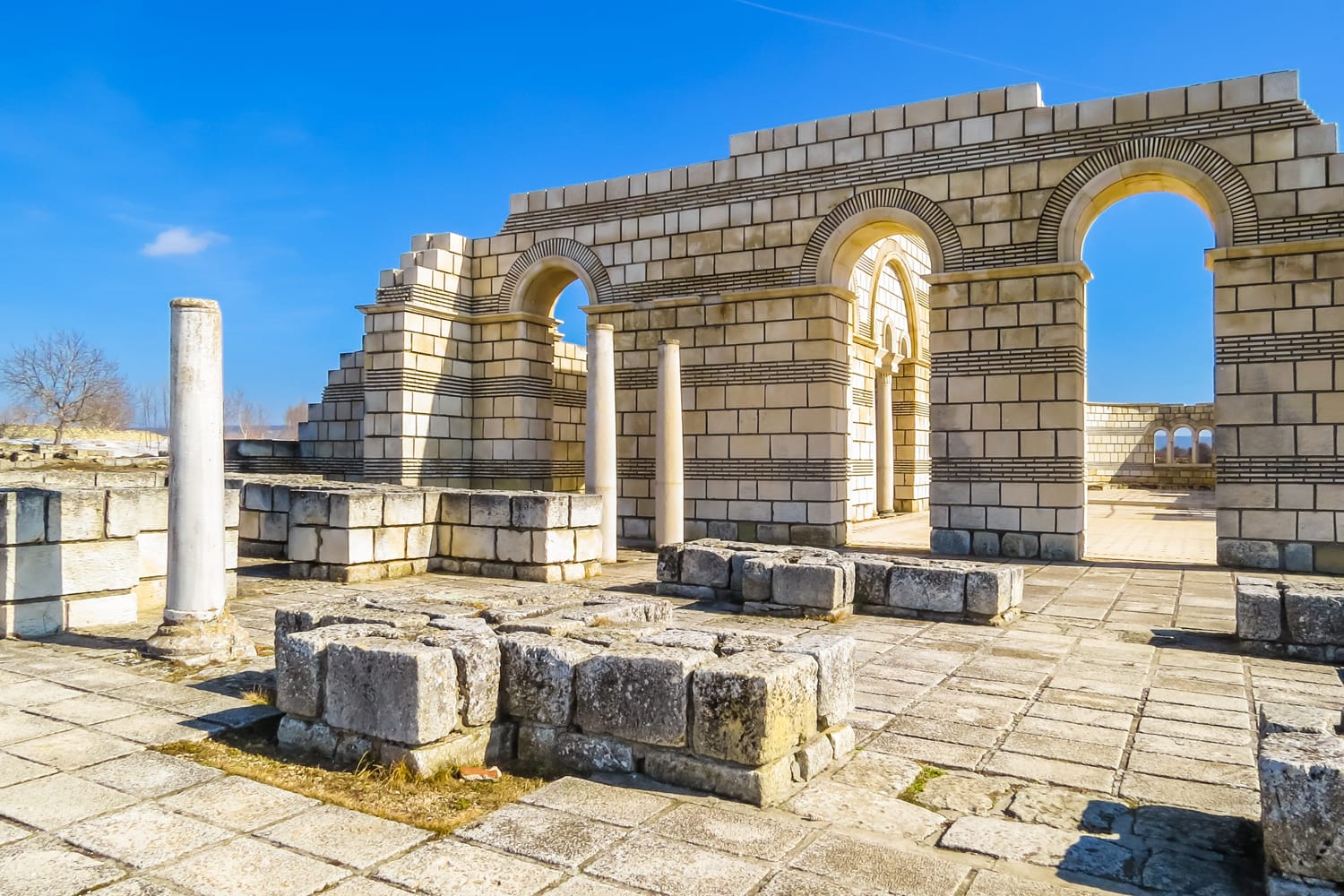 Ruins of The Great Basilica at the Outer Town of Pliska, the first Bulgarian capital.