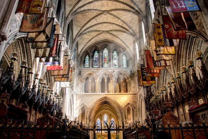 Sunlight illuminates the altar inside St. Patrick's Cathedral in Dublin.