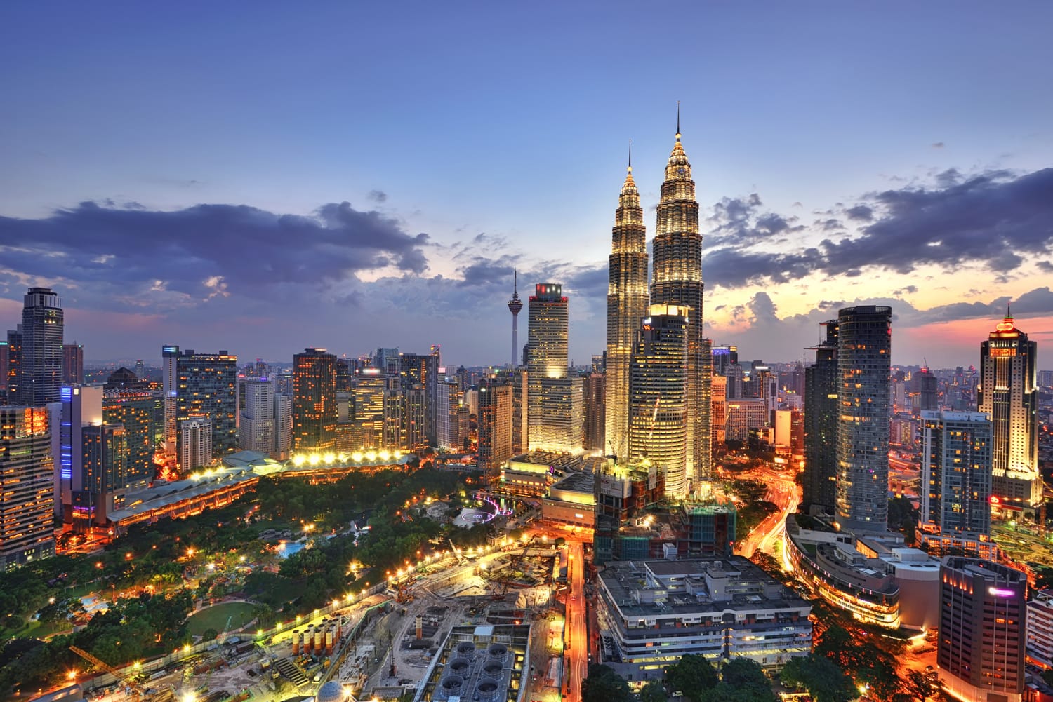 Skyline of Kuala Lumpur at sunset