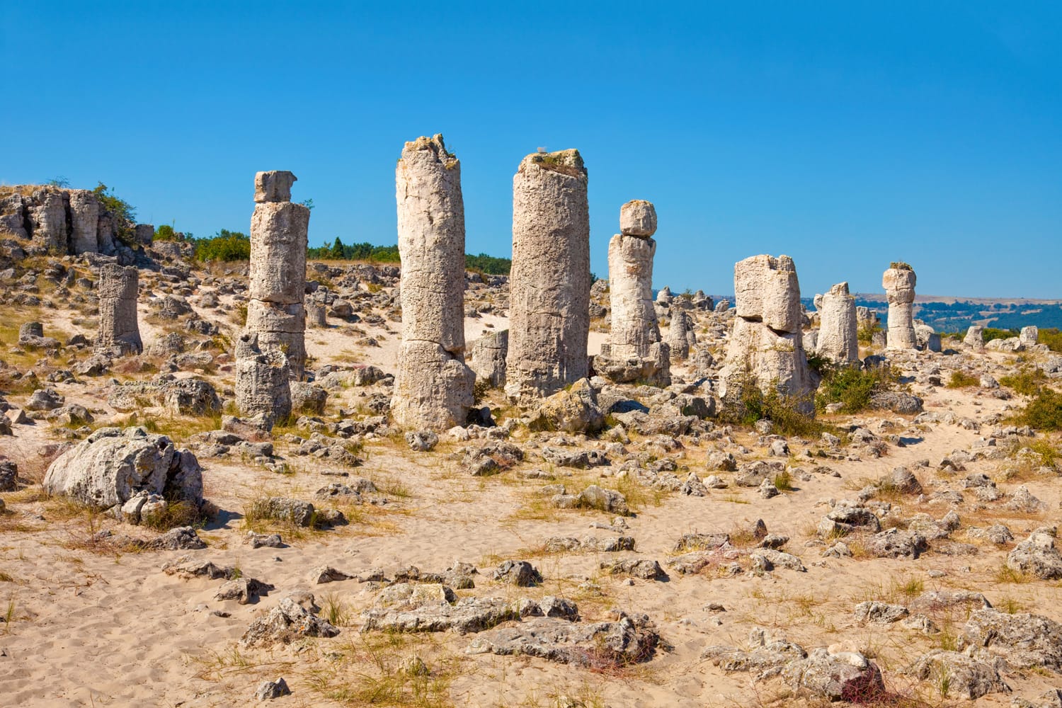Panoramic view of the Upright Stones natural phenomenon near Varna, Bulgaria.