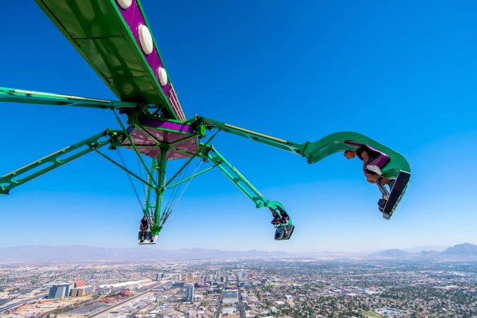 Insanity ride at top of the Stratosphere tower in Las Vegas Nevada.