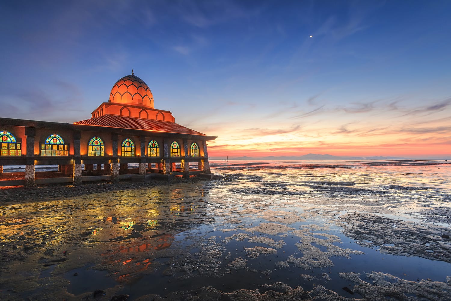 Al-Hussain Mosque at the sunset in Kuala Perlis, Perlis, Malaysia