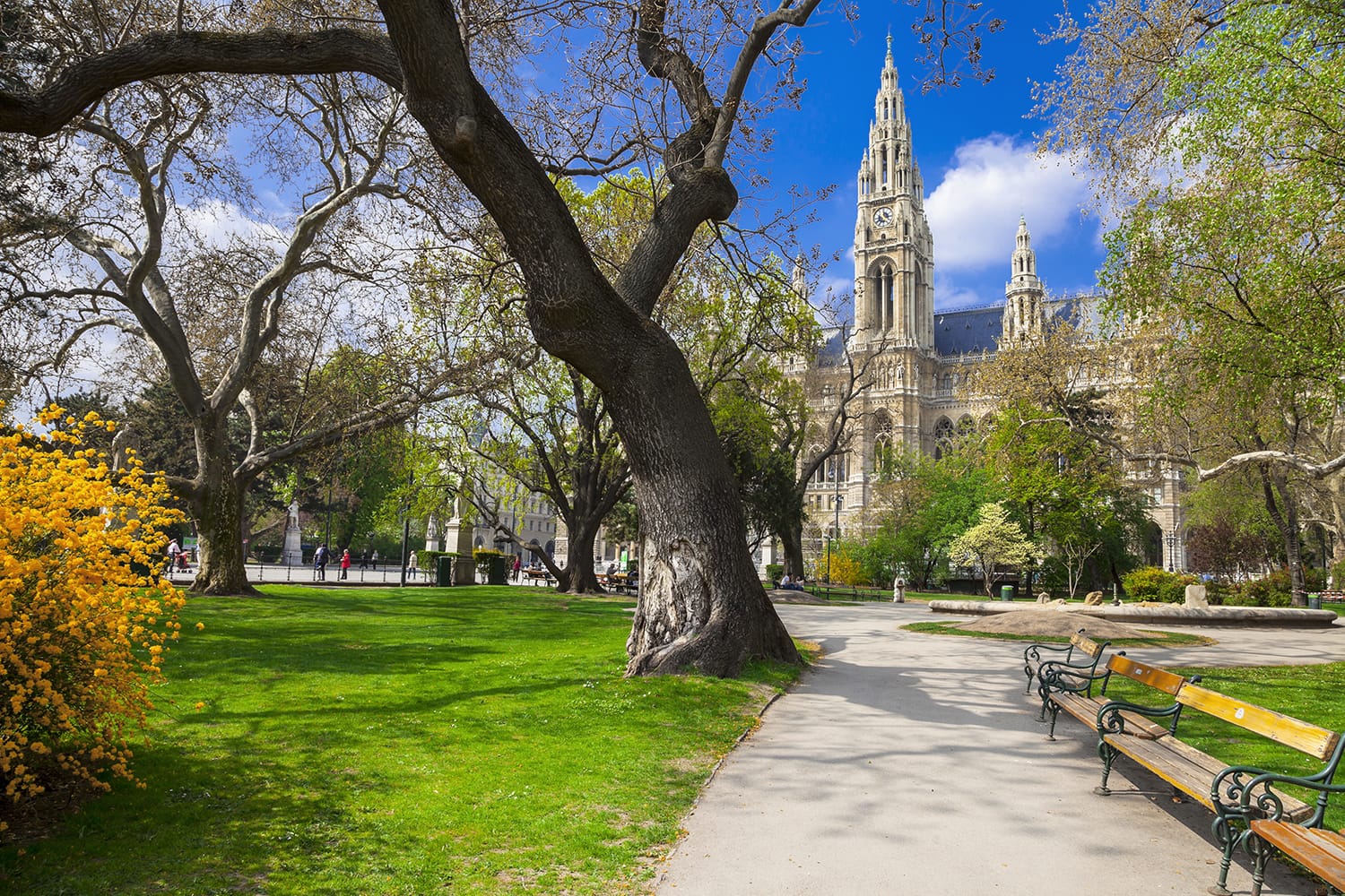 Beautiful park near city hall in Vienna, Austria